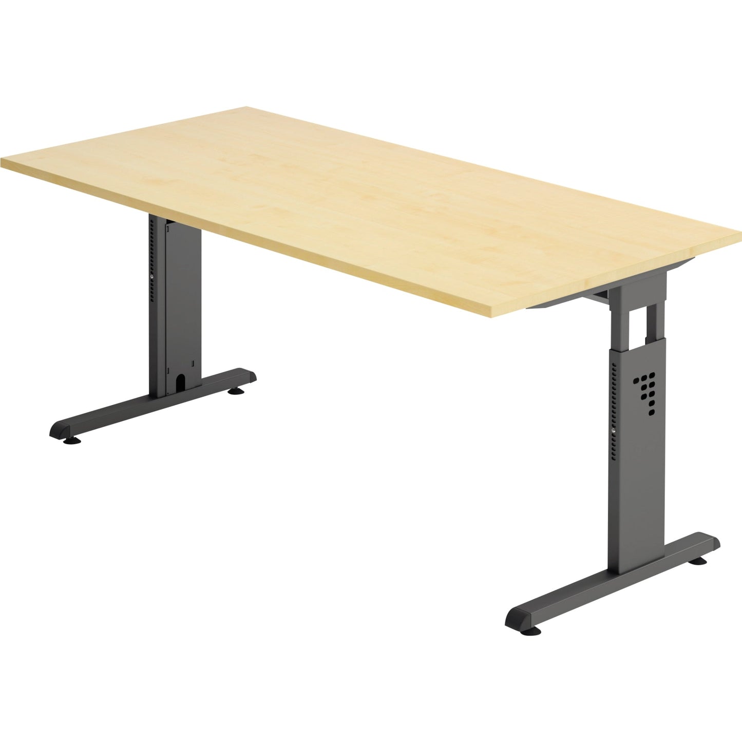 Hammerbacher Schreibtisch O-Serie Maße: 1.600 x 650-850 x 800 mm (B x H x T) Spanplatte ahorn