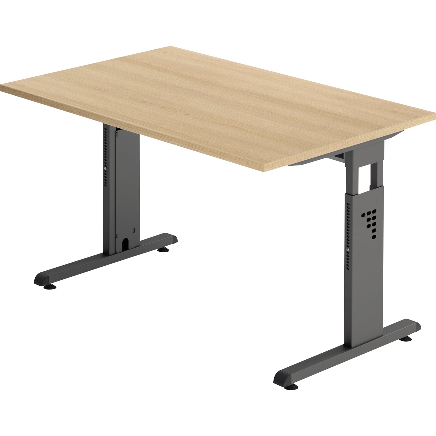 Hammerbacher Schreibtisch O-Serie Maße: 1.200 x 650-850 x 800 mm (B x H x T) Spanplatte eiche