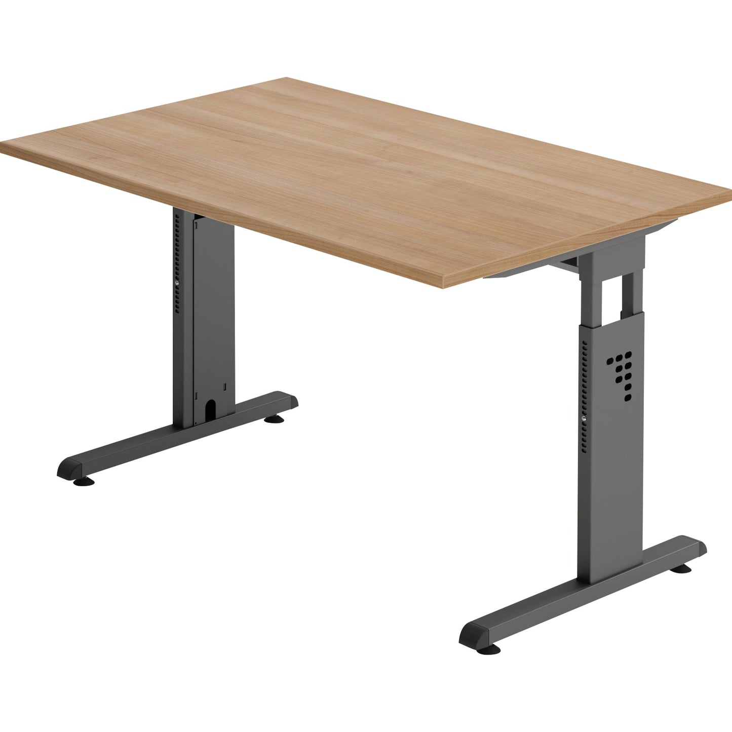 Hammerbacher Schreibtisch O-Serie Maße: 1.200 x 650-850 x 800 mm (B x H x T) Spanplatte nussbaum