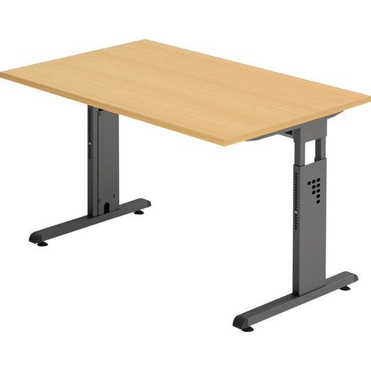 Hammerbacher Schreibtisch O-Serie Maße: 1.200 x 650-850 x 800 mm (B x H x T) Spanplatte buche