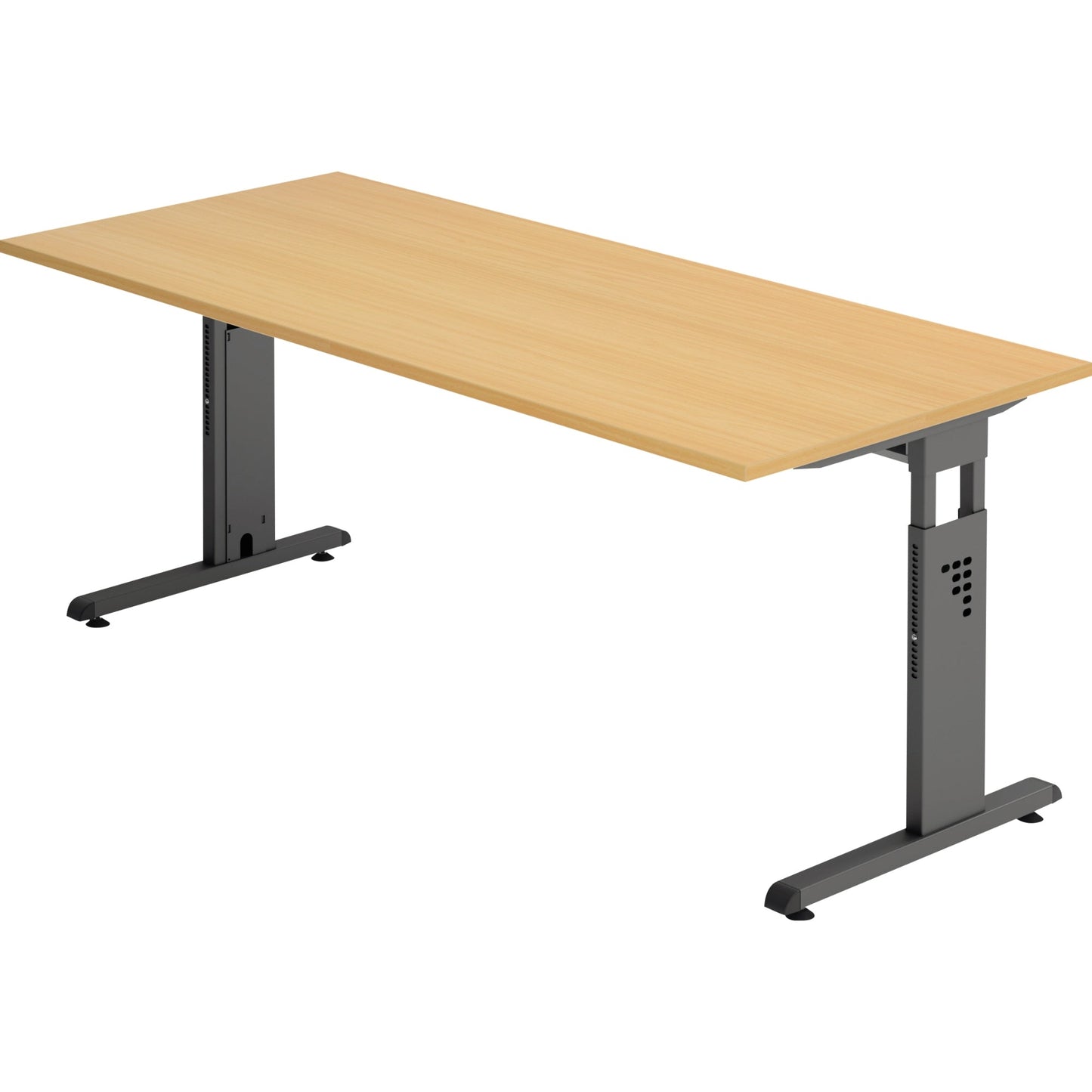 Hammerbacher Schreibtisch O-Serie Maße: 1.800 x 650-850 x 800 mm (B x H x T) Spanplatte buche