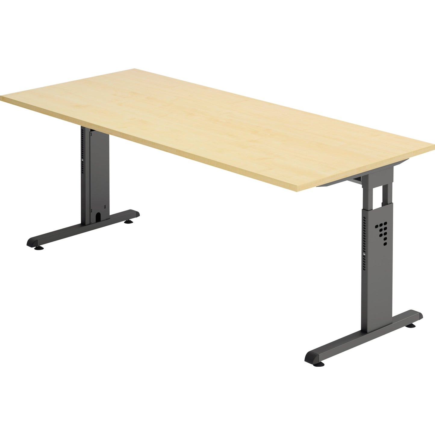 Hammerbacher Schreibtisch O-Serie Maße: 1.800 x 650-850 x 800 mm (B x H x T) Spanplatte ahorn