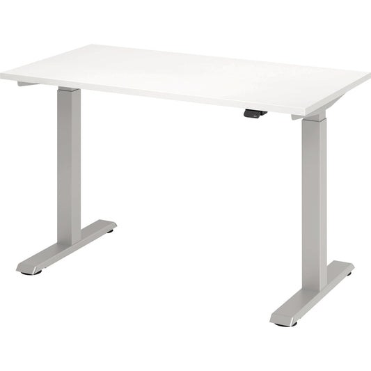 Hammerbacher Schreibtisch Mini Maße: 1.200 x 710-1.200 x 672 mm (B x H x T) Spanplatte weiß