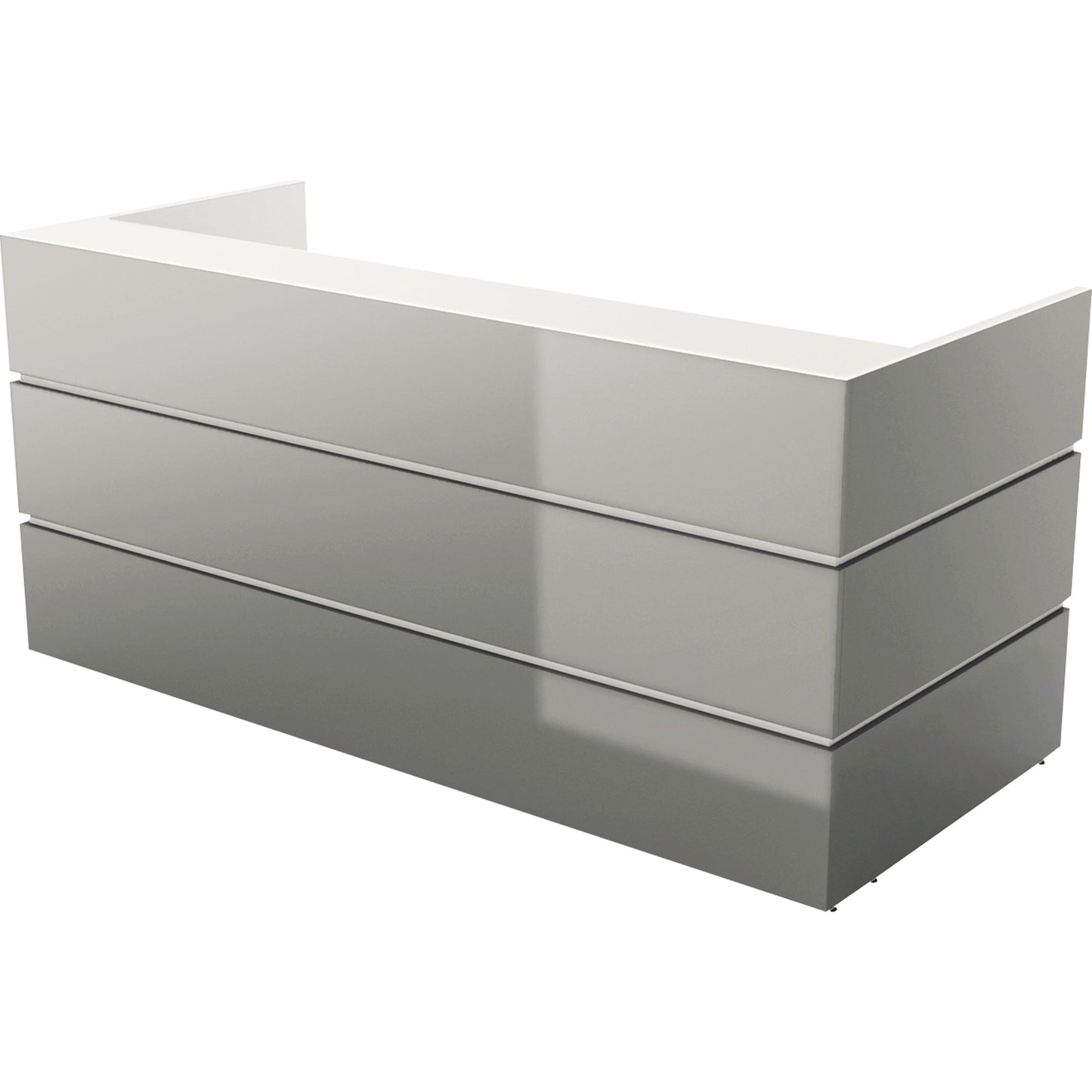 Haupttheke PEARL 2.400 x 1.120 x 1.050 mm (B x H x T) Holz, melanminharzbeschichtet grau