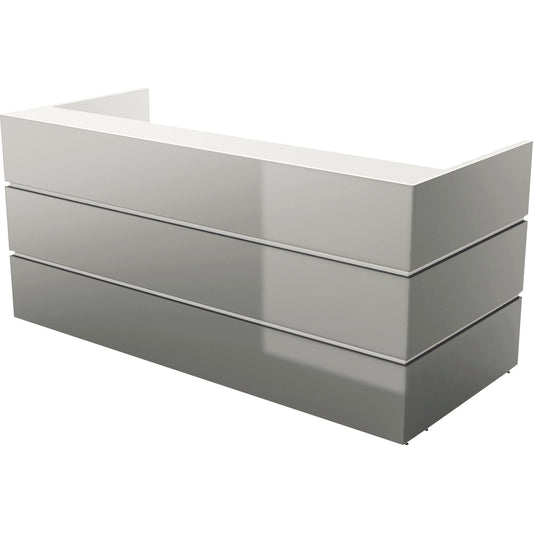 Haupttheke PEARL 2.400 x 1.120 x 1.050 mm (B x H x T) Holz, melanminharzbeschichtet lichtgrau