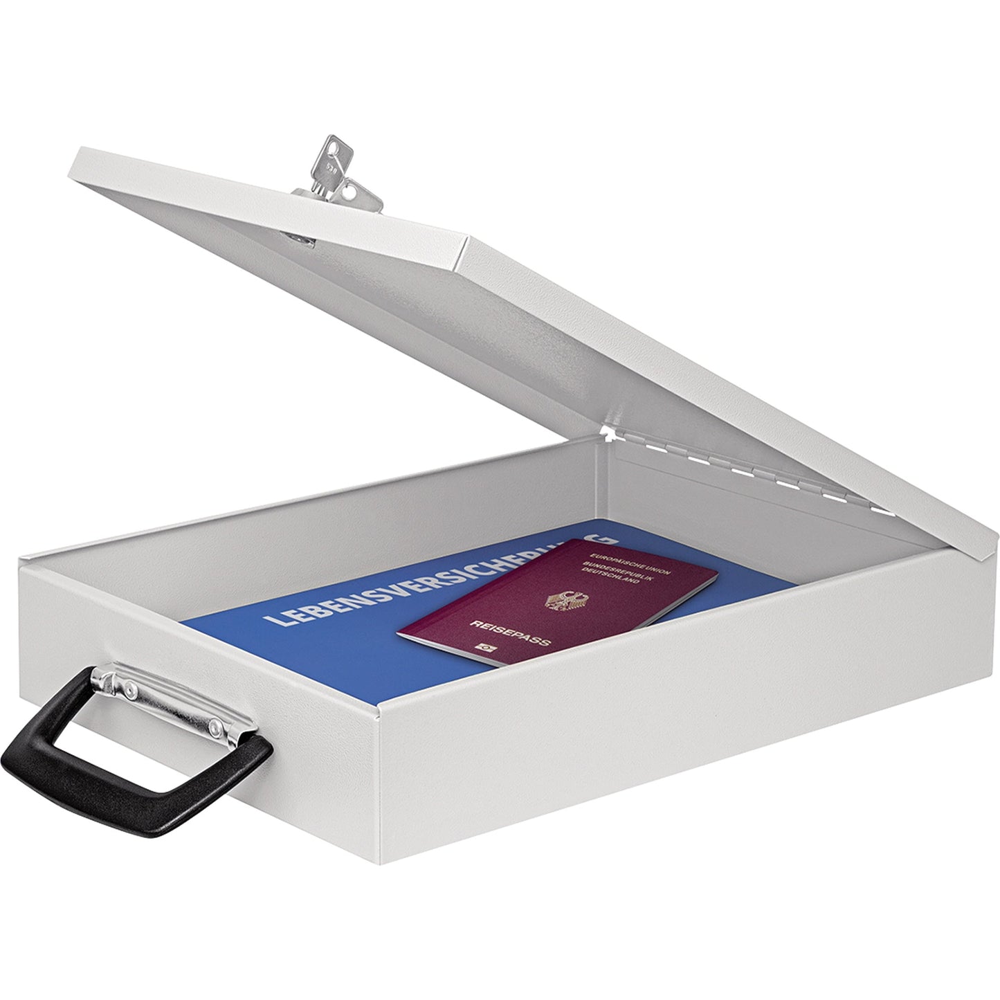 WEDO® Dokumentenkassette 35,5 x 6,7 x 26 cm (B x H x T) DIN A4 Scheibenschloss Stahlblech, pulverbeschichtet lichtgrau