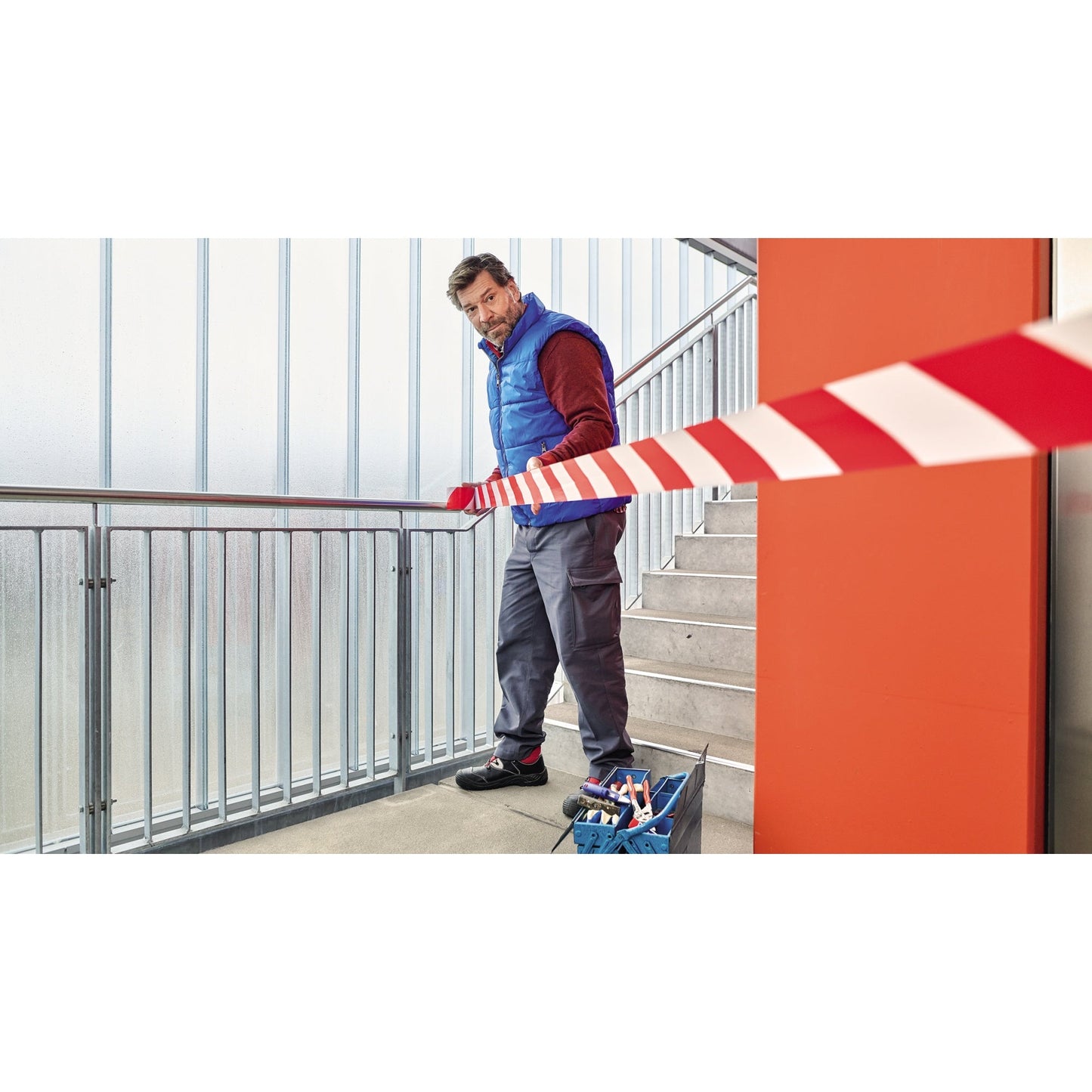 tesa® Markierungsband Signal 80 mm x 100 m (B x L) nicht selbstklebend Polyethylen rot/weiß
