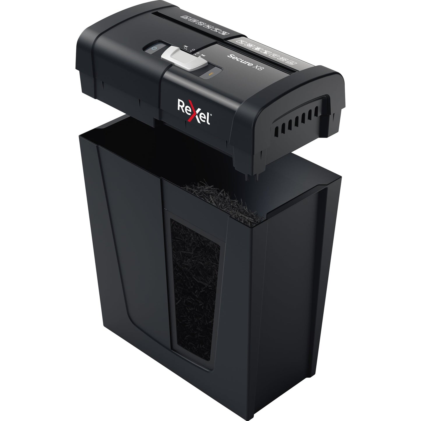 Rexel® Aktenvernichter Secure X8 P-4 Papier, Heftklammern, Büroklammern Partikelschnitt schwarz