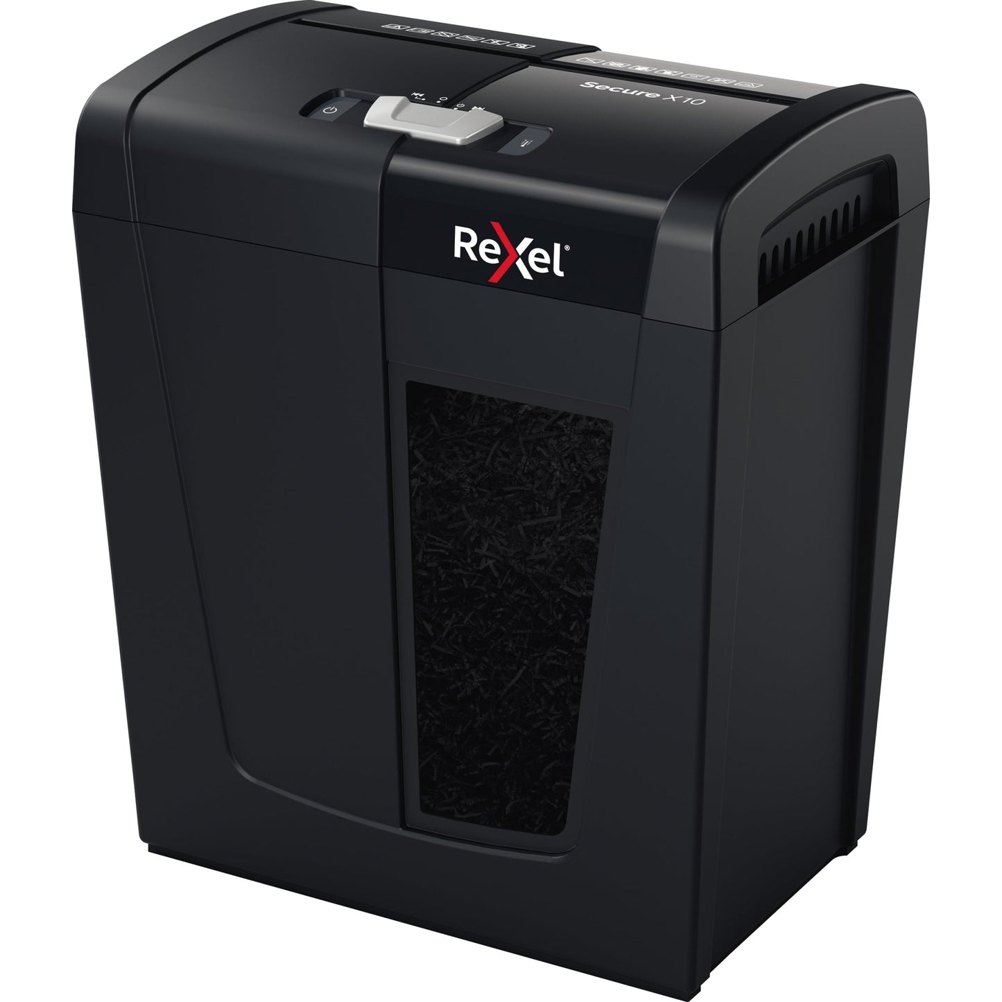 Rexel® Aktenvernichter Secure X10 P-4 Papier, Heftklammern, Büroklammern Partikelschnitt schwarz