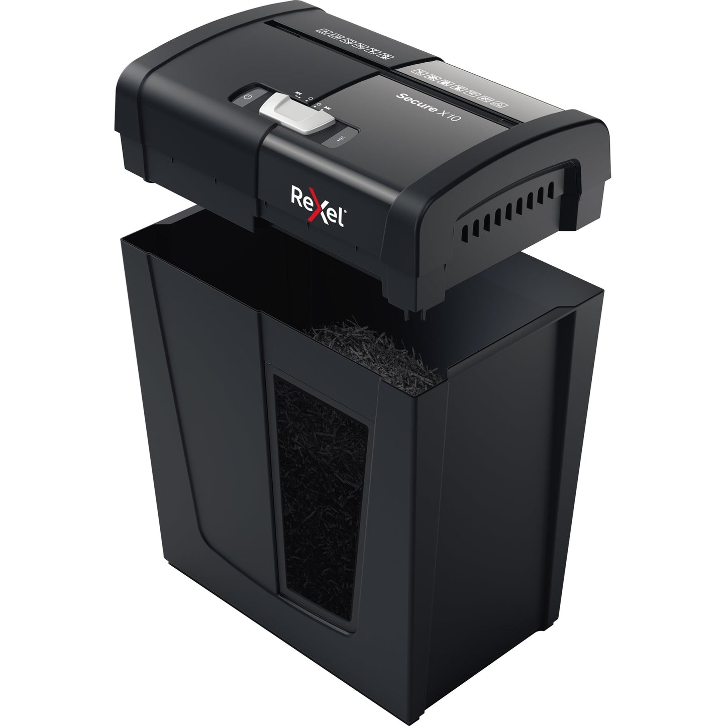 Rexel® Aktenvernichter Secure X10 P-4 Papier, Heftklammern, Büroklammern Partikelschnitt schwarz