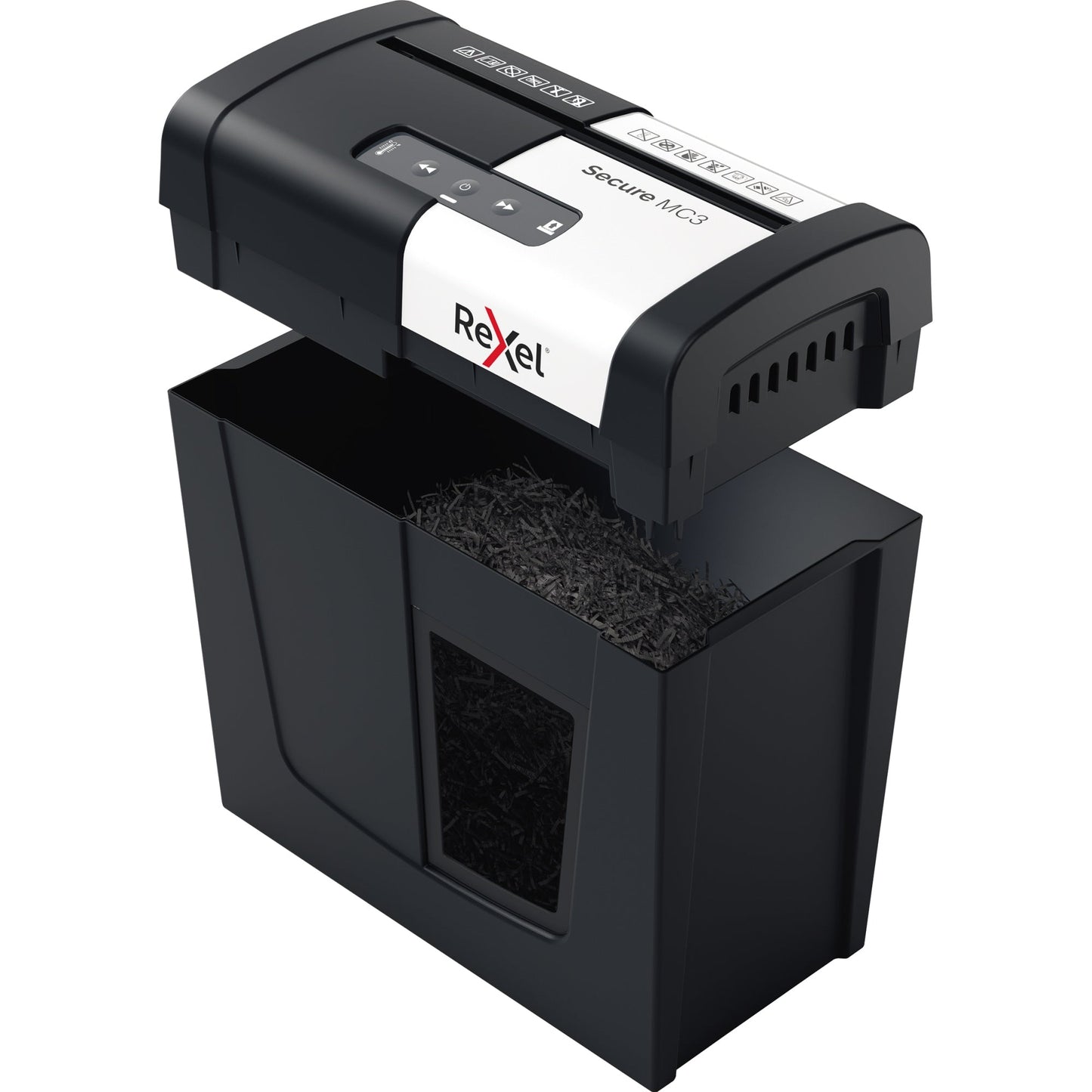 Rexel® Aktenvernichter Secure MC3 Whisper-ShredT P-5 Papier, Heftklammern, Büroklammern Partikelschnitt schwarz