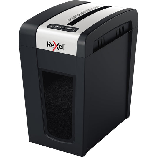 Rexel® Aktenvernichter Secure MC6-SL Slimline Whispter-ShredT P-5 Papier, Heftklammern, Büroklammern Partikelschnitt schwarz