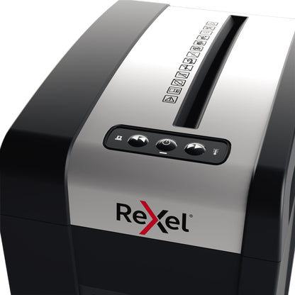 Rexel® Aktenvernichter Secure MC6-SL Slimline Whispter-ShredT P-5 Papier, Heftklammern, Büroklammern Partikelschnitt schwarz