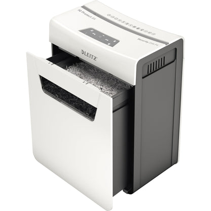 Leitz Aktenvernichter IQ 8X Protect Premium P-4 Papier, Heftklammern, Büroklammern Partikelschnitt weiß