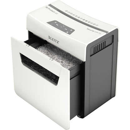 Leitz Aktenvernichter IQ 6X Protect Premium P-4 Papier, Heftklammern, Büroklammern Partikelschnitt weiß