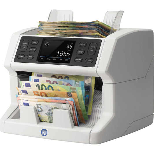SAFESCAN Geldzählmaschine 2865-S 25,9 x 25,4 x 25,5 cm (B x H x T) EUR, CHF, GBP, USD, PLN, CZK, BGN, HRK, HUF, RON, SEK, NOK, DKK, TRY, SCT, NIR 1 Fach für Banknoten grau