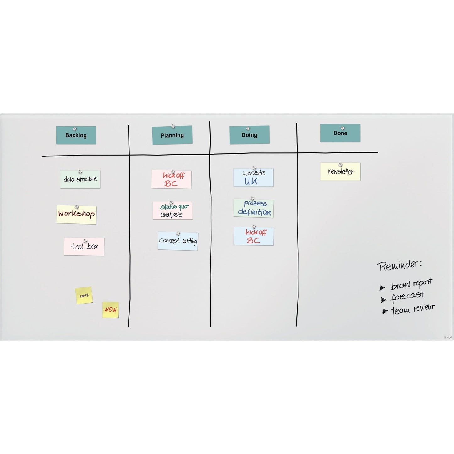 SIGEL Glasboard Artverum 200 x 100 x 1,8 cm (B x H x T) Tafel magnethaftend inkl. zwei extra-starker SuperDym-Magnete Sicherheitsglas super-weiß