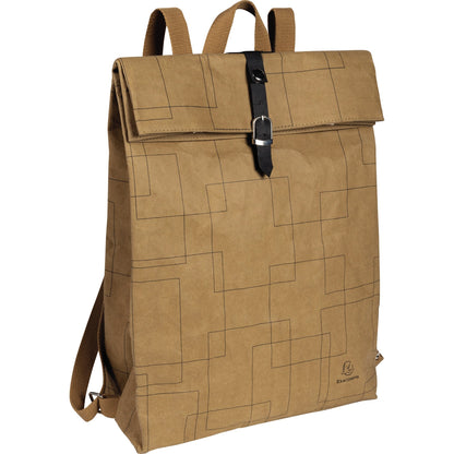 Exacompta Notebookrucksack Eterneco® Druckknopfverschluss Laptopfach, Dokumentenfach, Zubehörfach auf Rückseite, Innenfach Papier, latexbeschichtet braun