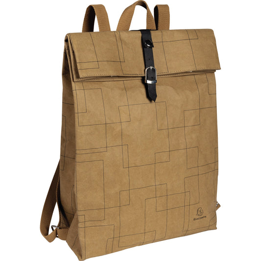 Exacompta Notebookrucksack Eterneco® Druckknopfverschluss Laptopfach, Dokumentenfach, Zubehörfach auf Rückseite, Innenfach Papier, latexbeschichtet braun