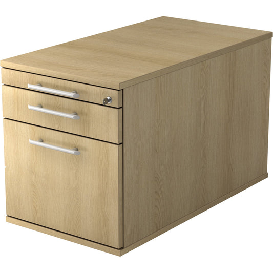 Hammerbacher Rollcontainer Solid 428 x 512 x 800 mm (B x H x T) 3 Schubladen Holz, melaminharzbeschichtet eiche