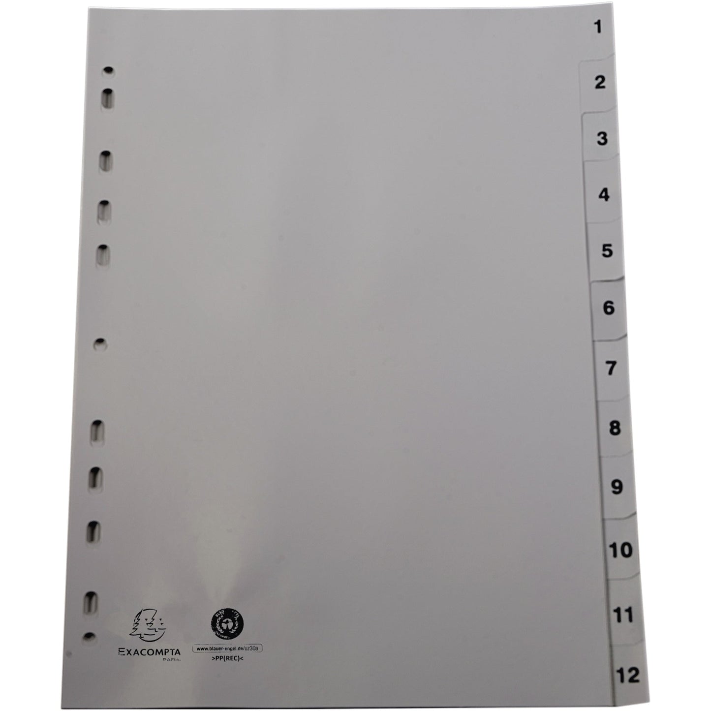 Exacompta Zahlenregister Forever® DIN A4 1-12 Polypropylen grau