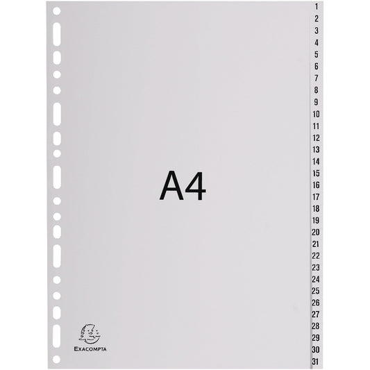 Exacompta Zahlenregister Forever® DIN A4 1-31 Polypropylen grau