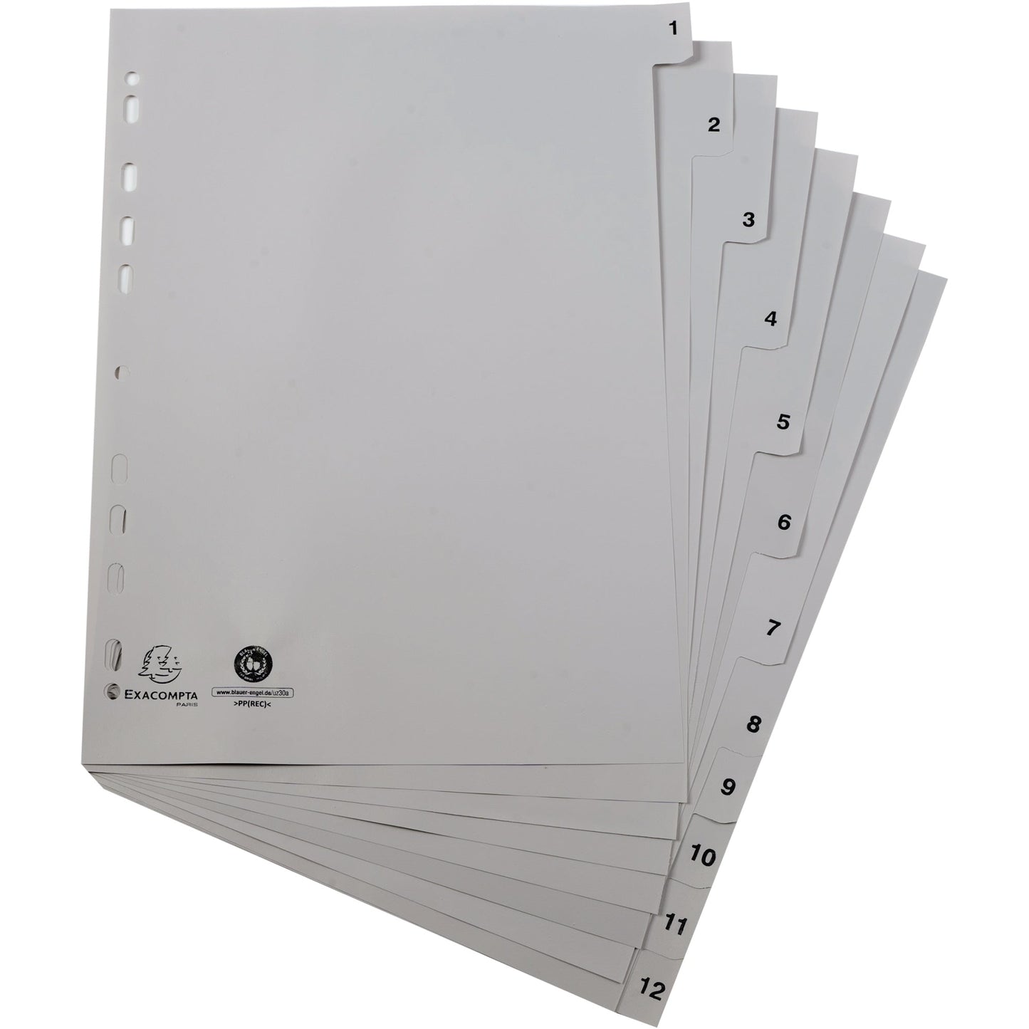 Exacompta Zahlenregister Forever® DIN A4 1-12 Polypropylen grau