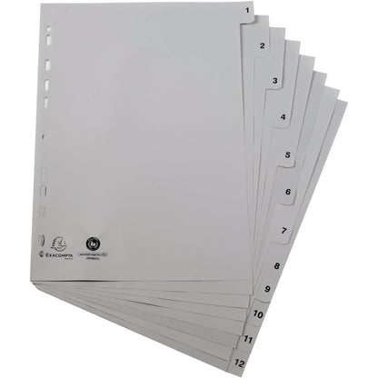 Exacompta Zahlenregister Forever® DIN A4 1-12 Polypropylen grau