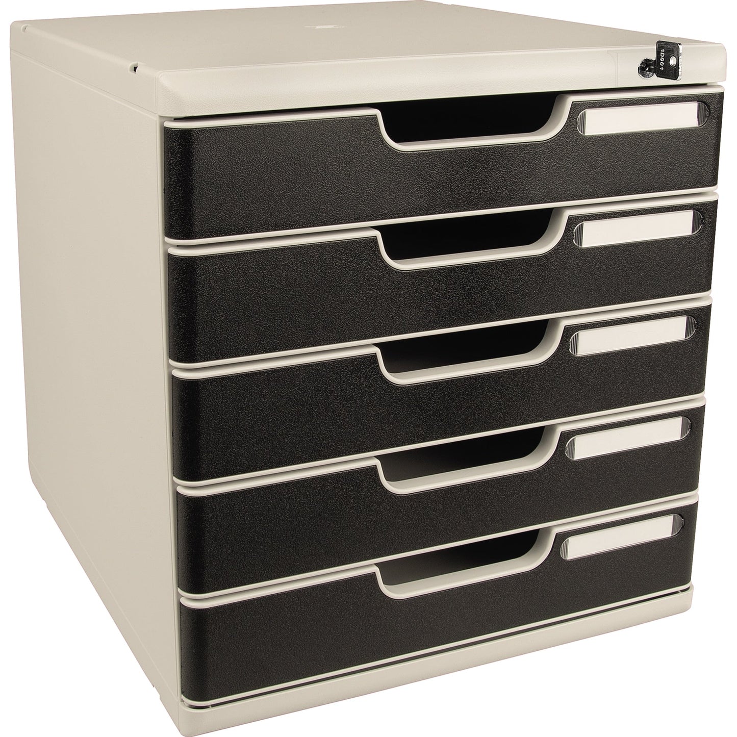 Exacompta Schubladenbox MODULO 5 Schubladen DIN A4+ Polystyrol Gehäusefarbe: lichtgrau Farbe der Schublade: schwarz