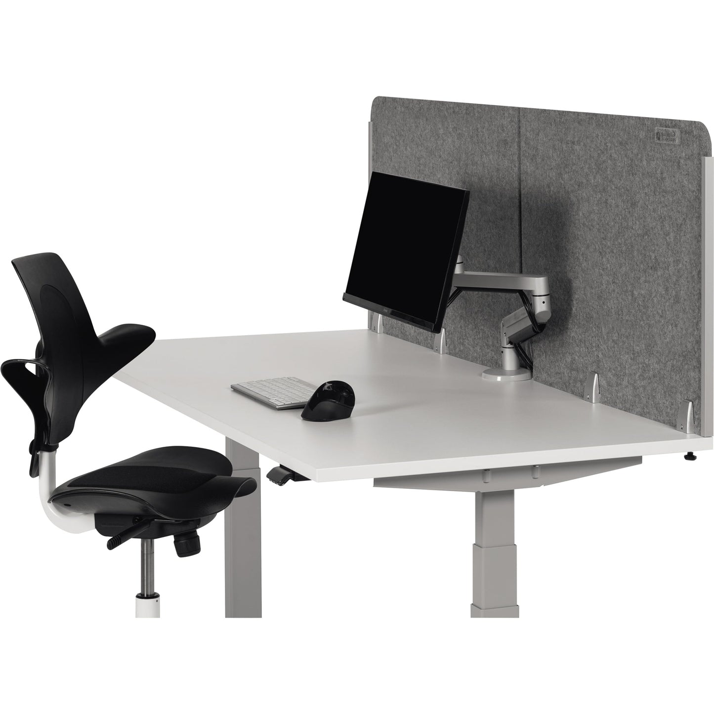 BakkerElkhuizen Tischtrennwand BE Safety Screens Back Panel 160 x 60 cm (B x H) 1cm Schallabsorberklasse: B schwer entflammbar 1,7kg PET, 100 % recycelt grau