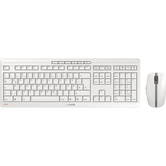 CHERRY Tastatur-Maus-Set STREAM DESKTOP QWERTZ Windows® universell USB-A 10m inkl. Nano-USB-Empfänger grau/weiß