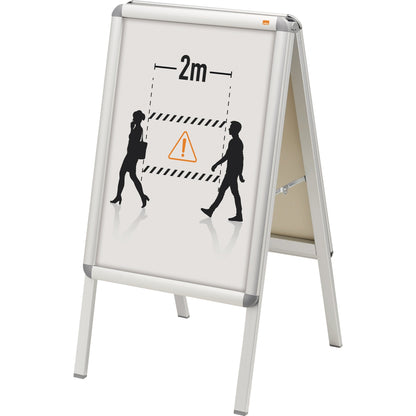 Nobo® Kundenstopper Premium Plus 47,5 x 89 x 7 cm (B x H x T) DIN A2 Vierarmfuß Aluminium alu