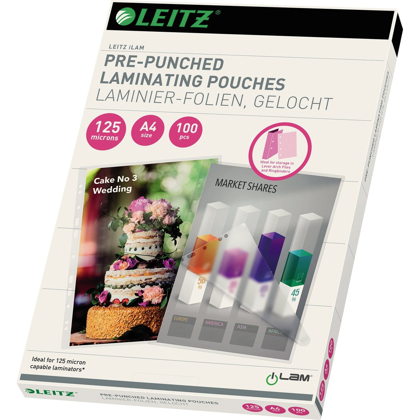 Leitz Laminierfolie 303 x 216 mm (B x H) DIN A4 125µm glänzend 100 St./Pack.