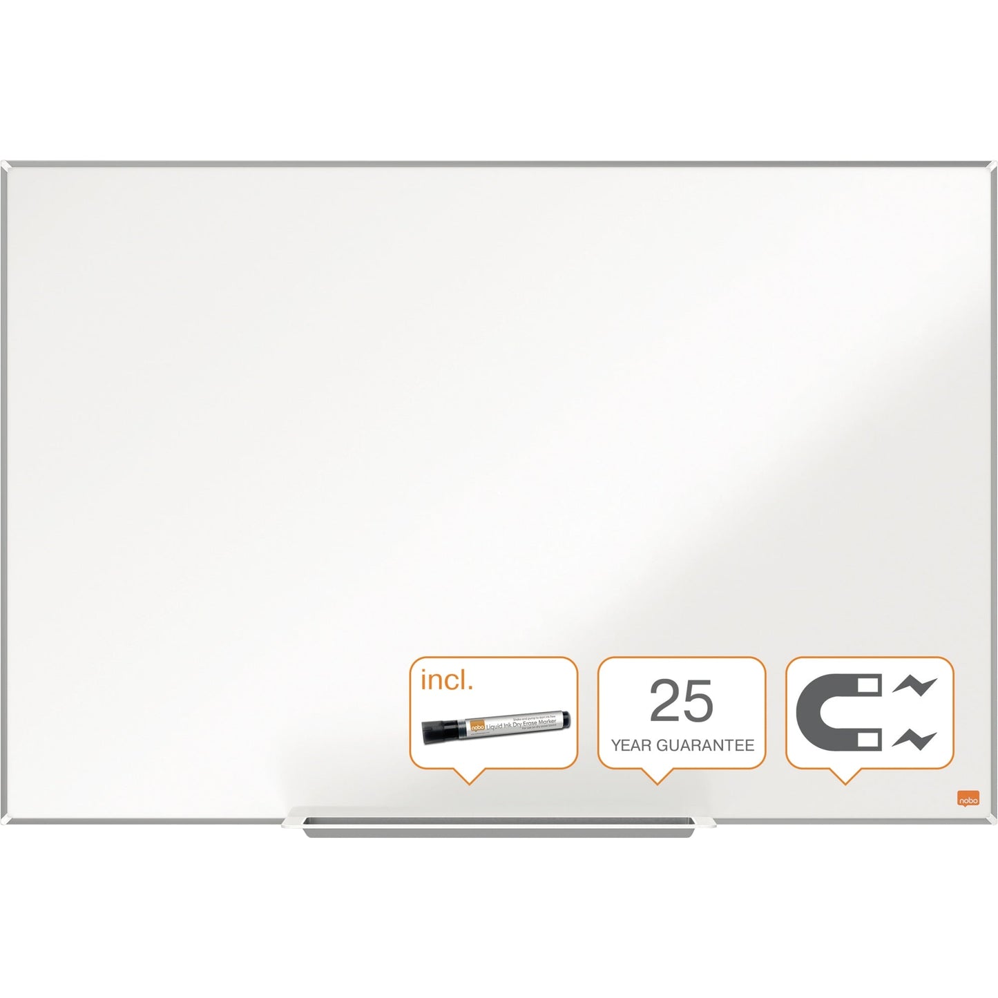Nobo® Whiteboard Impression Pro Maße der Oberfläche: 90 x 60 cm (B x H) Tafel magnethaftend nicht beidseitig beschreibbar inkl. Nobo Marker Stahl emailliert weiß