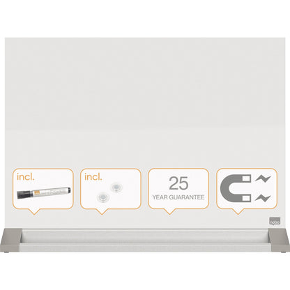Nobo® Glasboard Tafel magnethaftend inkl. Whiteboardmarker, Tafelwischer Sicherheitsglas brillantweiß