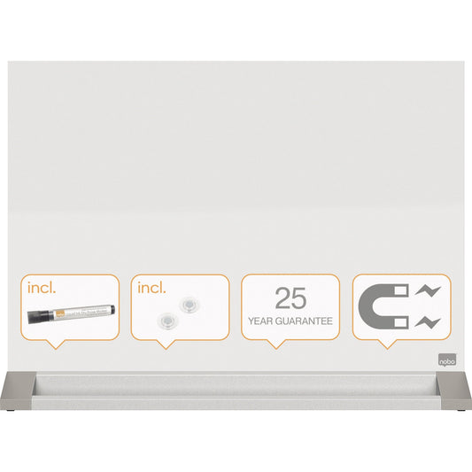 Nobo® Glasboard Tafel magnethaftend inkl. Whiteboardmarker, Tafelwischer Sicherheitsglas brillantweiß
