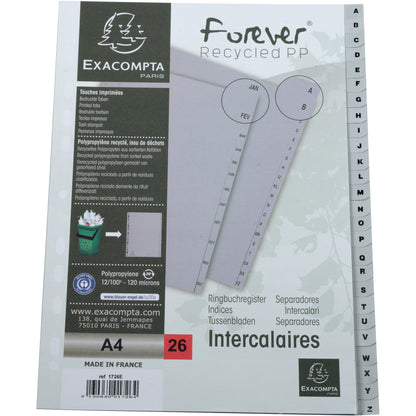 Exacompta A-Z Register Forever® DIN A4 Polypropylen grau 26 Registerblätter