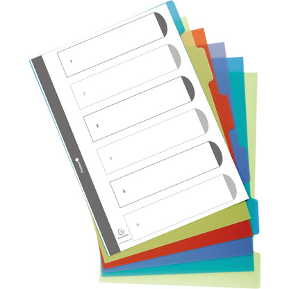 Exacompta Ordnerregister Forever® DIN A4 blanko Polypropylen, recycelt mehrfarbig 6 Registerblätter