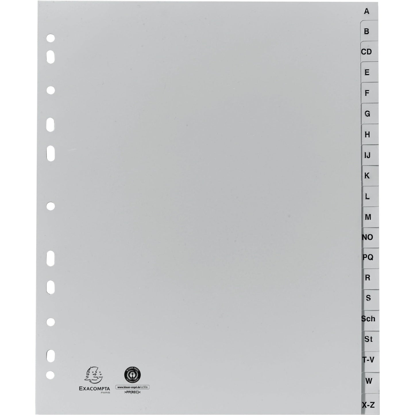 Exacompta A-Z Register Forever® DIN A4, Überbreite Polypropylen grau 20 Registerblätter