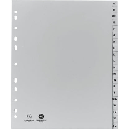 Exacompta A-Z Register Forever® DIN A4, Überbreite Polypropylen grau 20 Registerblätter