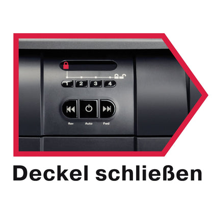 Rexel® Aktenvernichter Optimum AutoFeed+ 600X P-4 Papier, Heftklammern, Büroklammern, Kreditkarten Partikelschnitt schwarz