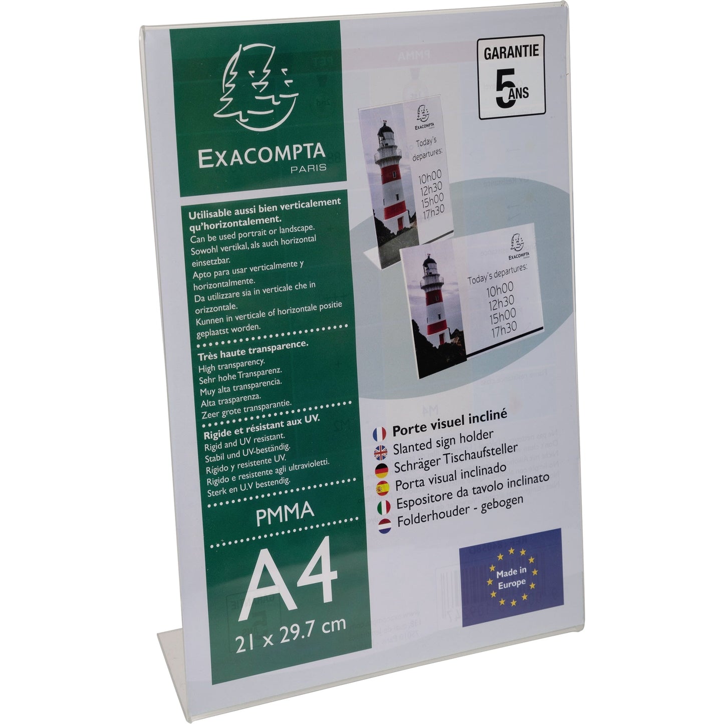 Exacompta Tischaufsteller Office Exacryl 21 x 30,5 x 8,3 cm (B x H x T) DIN A4 einseitig verwendbar Acryl kristall