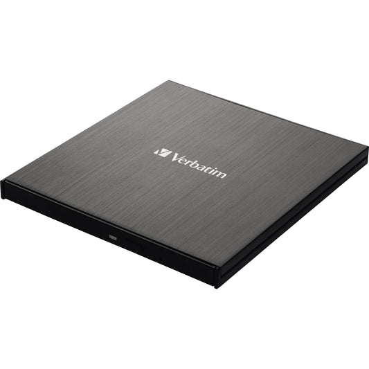 Verbatim Laufwerk extern Slimline DVD 145 x 11 x 133 mm (B x H x T) USB 3.2 GEN 1 CD, DVD, M-Disc Archivmedien Windows®, Mac universell inkl. USB-C/USB-A Kabel, USB-A/USB-C Adapter, Kurzinstallationsanleitung schwarz