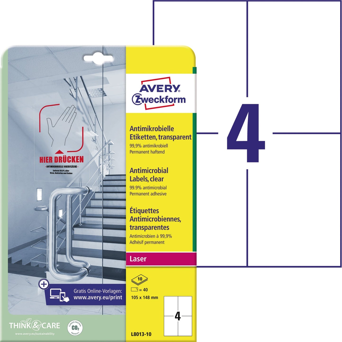 Avery Zweckform Folienetikett 105 x 148 mm (B x H) transparent 40 Etik./Pack.