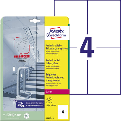 Avery Zweckform Folienetikett 105 x 148 mm (B x H) transparent 40 Etik./Pack.