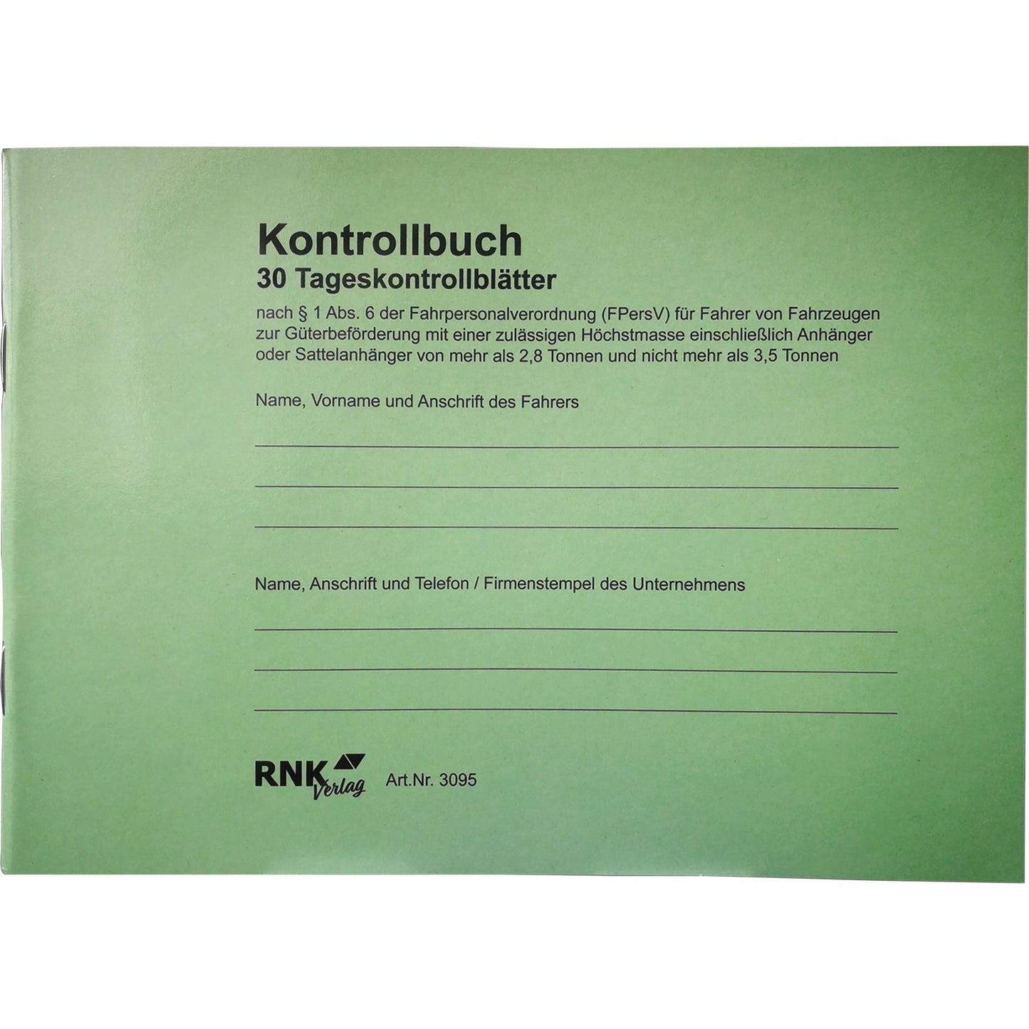 RNK Verlag Fahrtenbuch DIN A5 quer grün 32 Bl.