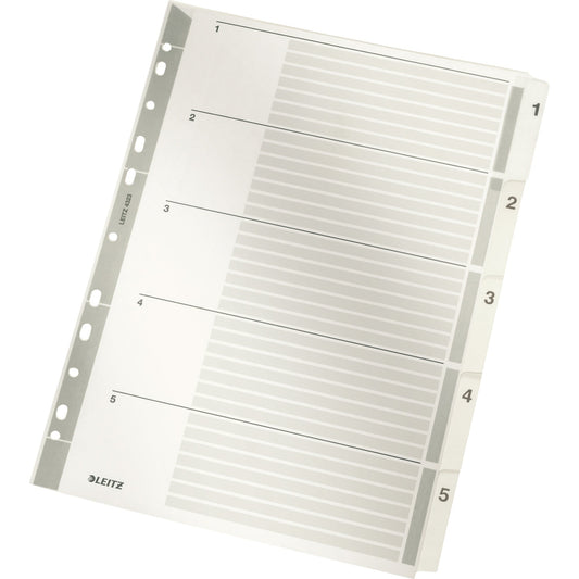 Leitz Zahlenregister DIN A4 160g/m² 1-5 Karton grau