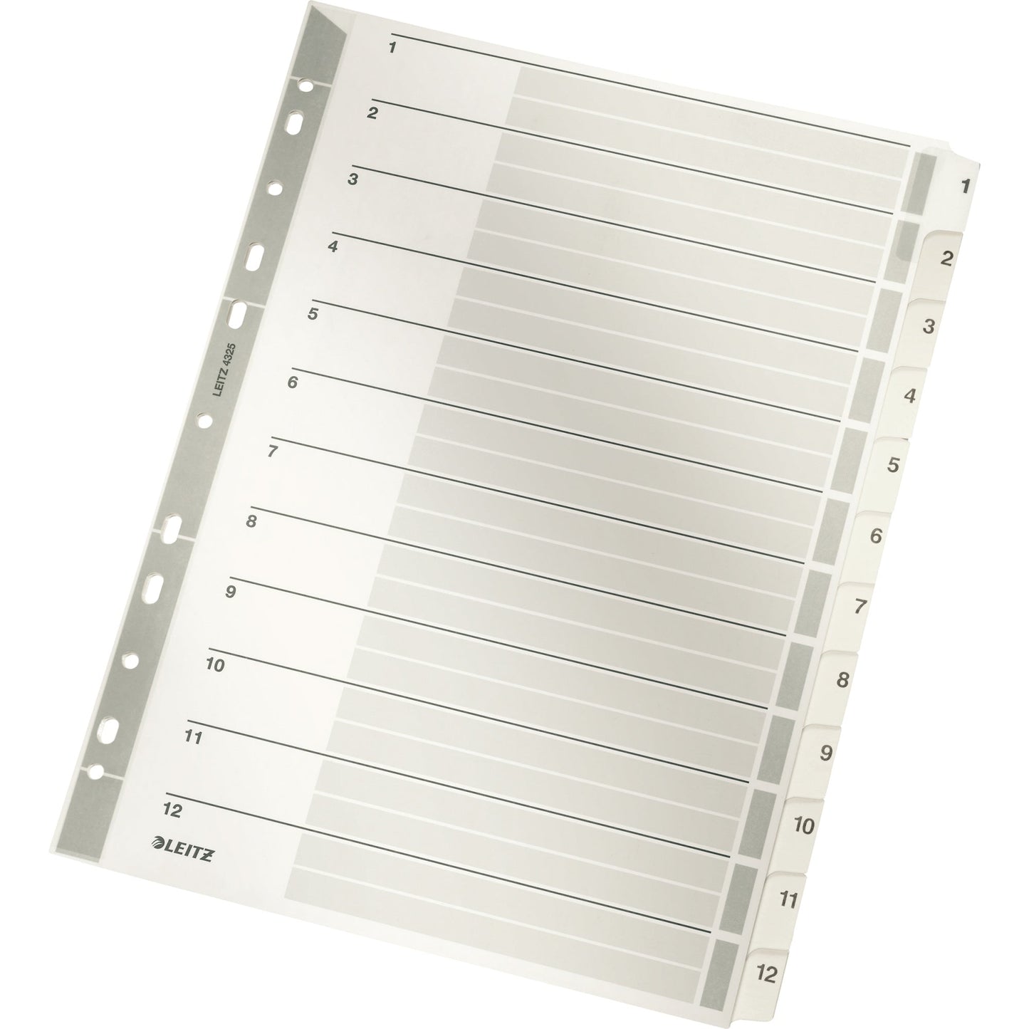 Leitz Zahlenregister DIN A4 160g/m² 1-12 Karton grau