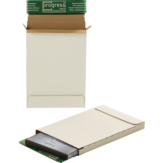 progress pack Versandkarton Briefbox PREMIUM Innenmaße: 15,5 x 1,5 x 21,5 cm (B x H x T) Außenmaße: 15,9 x 1,9 x 22,2 cm (B x H x T) Wellpappe weiß