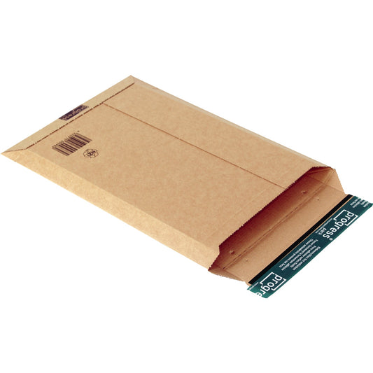 progress pack Versandtasche PREMIUM 285 x 397 x -50 mm (B x H x T) mit Haftklebung, Lochung für Klammer ohne Fenster braun